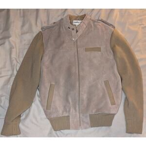 Vintage Leonardo Fini Suede Leather / Knitted Bomber Jacket Large